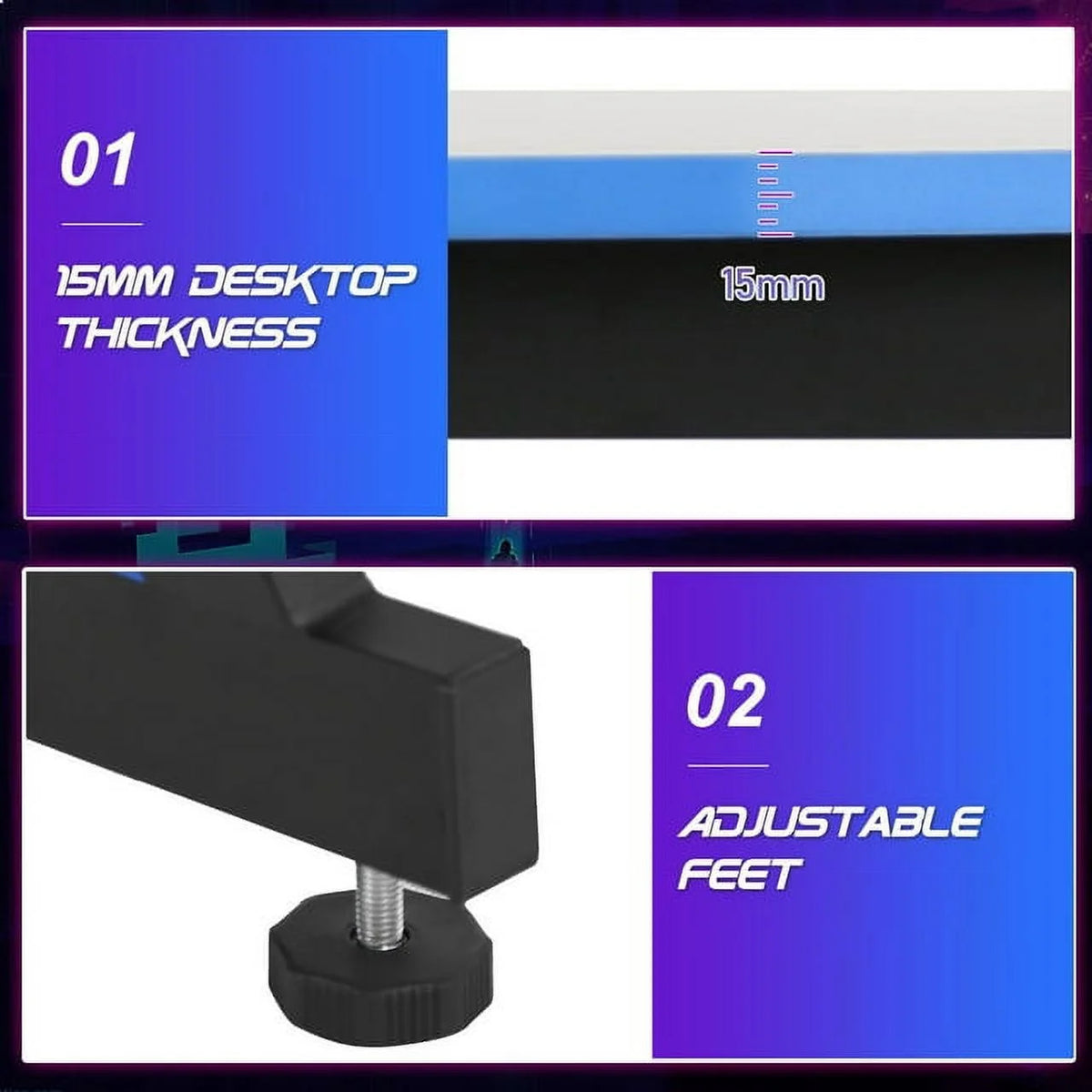 48 Inch Z-shape Gaming Desk with Headphone Hook F517704