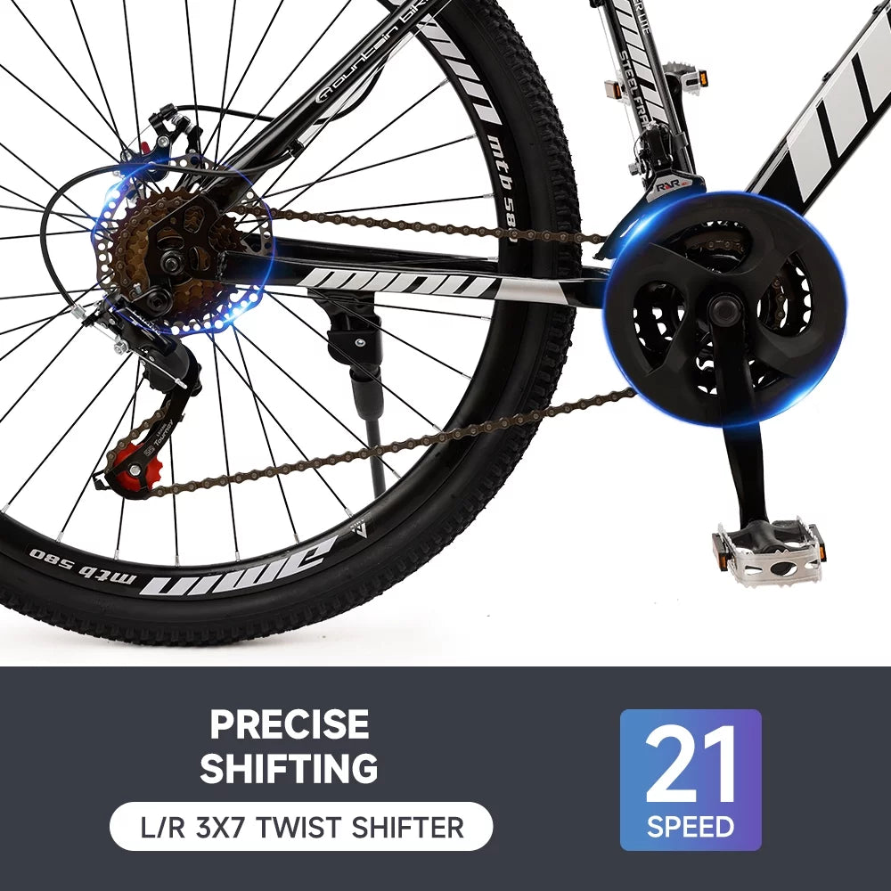 Full Suspension 21 Speed 26 inch Dual Disc Brake Mountain Bike B24656