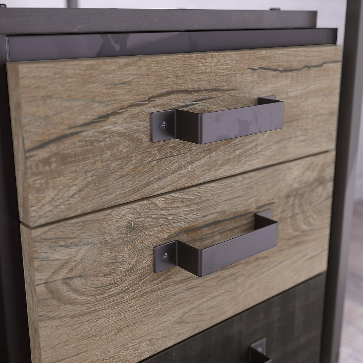 62W Industrial Desk with 3 Drawer File Cabinet Q66773