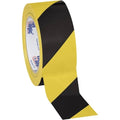 Black/Yellow Striped Vinyl Safety Tape 2" x 36 Yard Roll D905