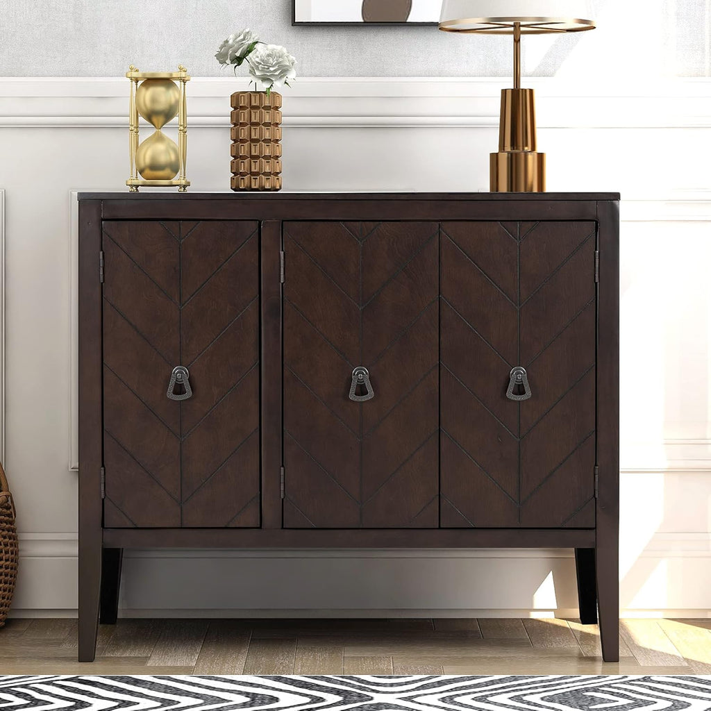 Antique Gray Wooden Storage Cabinet with Adjustable Shelf D234752