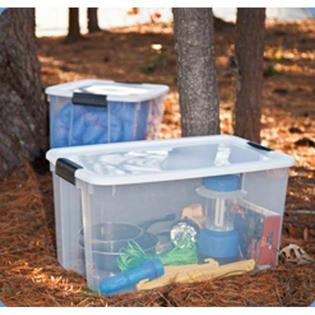 70 Quart Ultra Latch Storage Box with White Lid & Clear Base, 8 Pack R8815