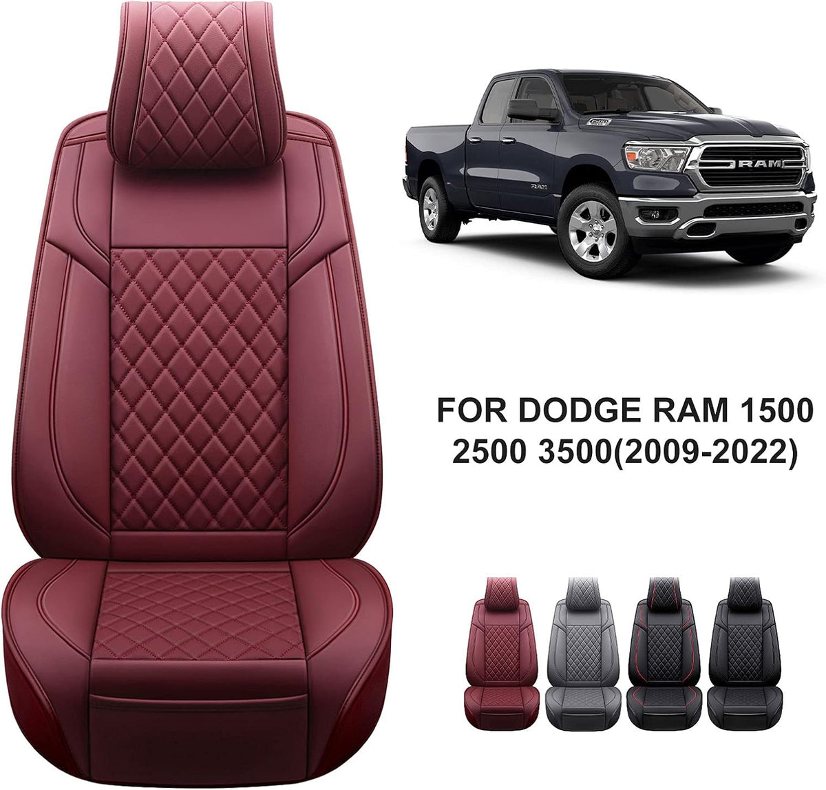 Black Leather Truck Seat Covers Full Set Z308249