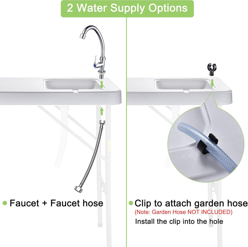 Portable Folding Fish Cleaning Table with Sink and Faucet J26467