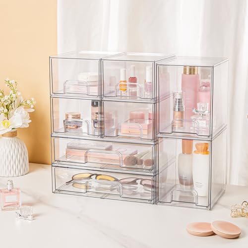 Clear Plastic Stackable Storage Drawers Set of 6 X36900