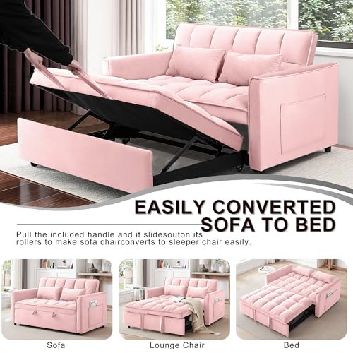 Black Velvet Convertible Sleeper Sofa Bed C6958