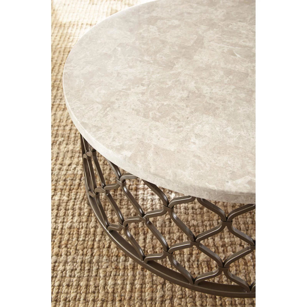 Round Metal Base Coffee Table with White Stone Top U537