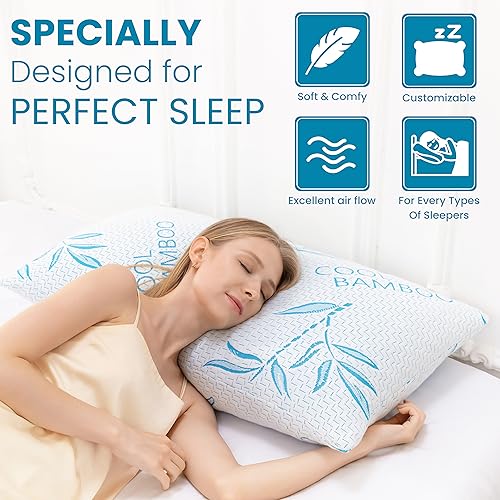 2 Pack King Size Cooling Shredded Memory Foam Pillows F68506