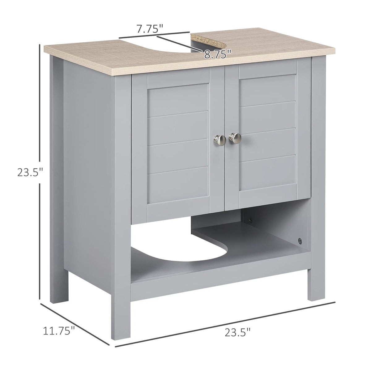 Gray Pedestal Sink Storage Cabinet with Adjustable Shelf D90119
