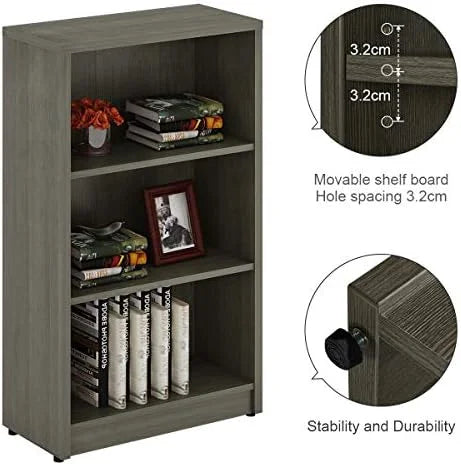 Black 3-Layers Wood Bookcase V7002