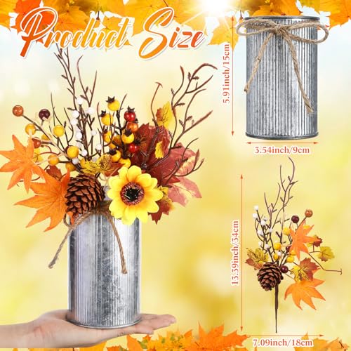 6 Sets Fall Thanksgiving Artificial Flower Centerpiece with Metal Pot P585123
