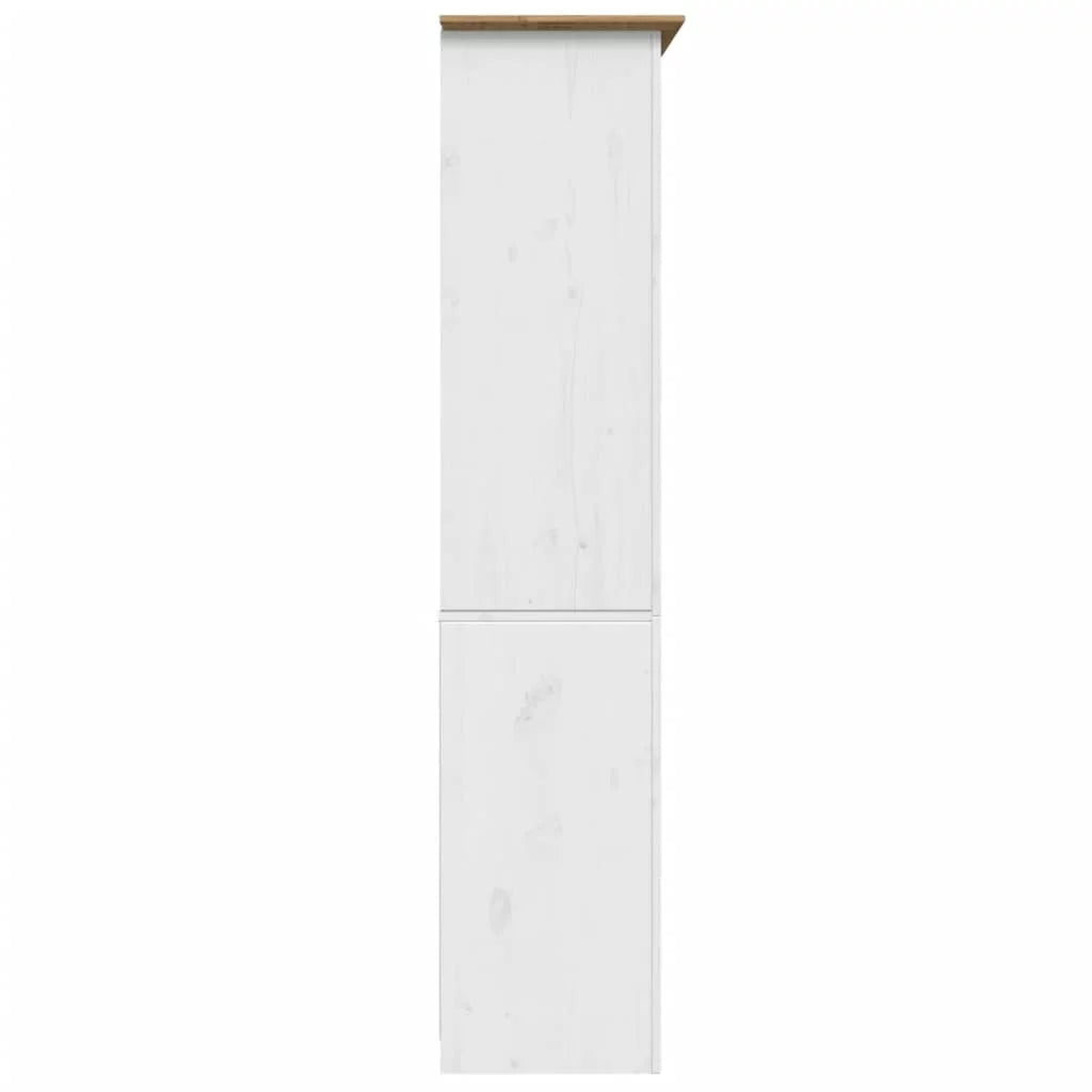 White and Brown Solid Wood Pine Bookcase Q7056