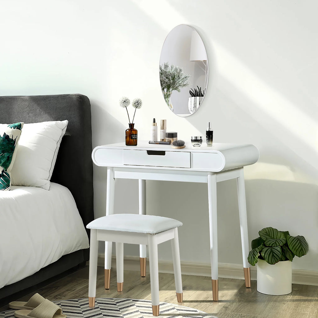 White Makeup Vanity Table Set with Stool D935