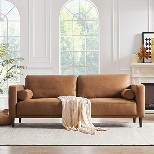 Brown Faux Leather 3-Seat Sofa Y935