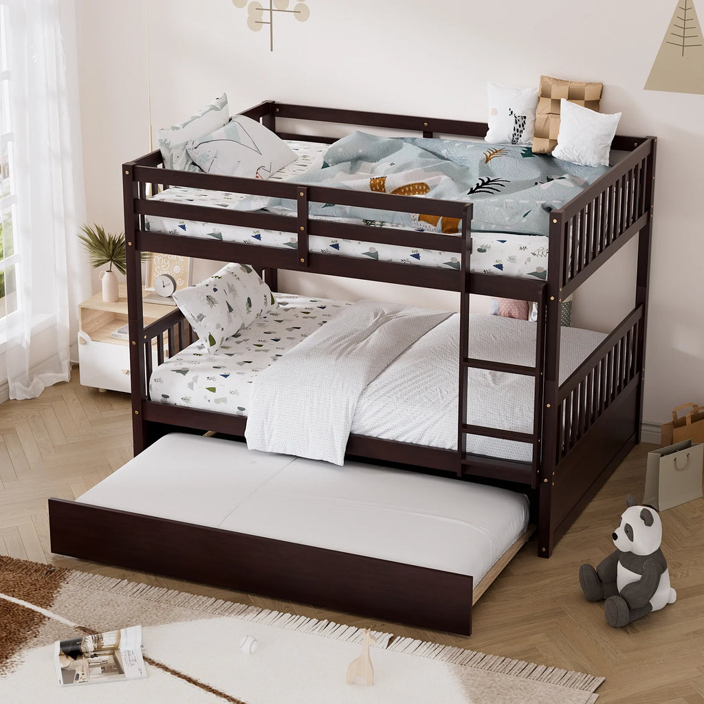 Wood Full over Full Bunk Bed with Trundle and Ladder N82649