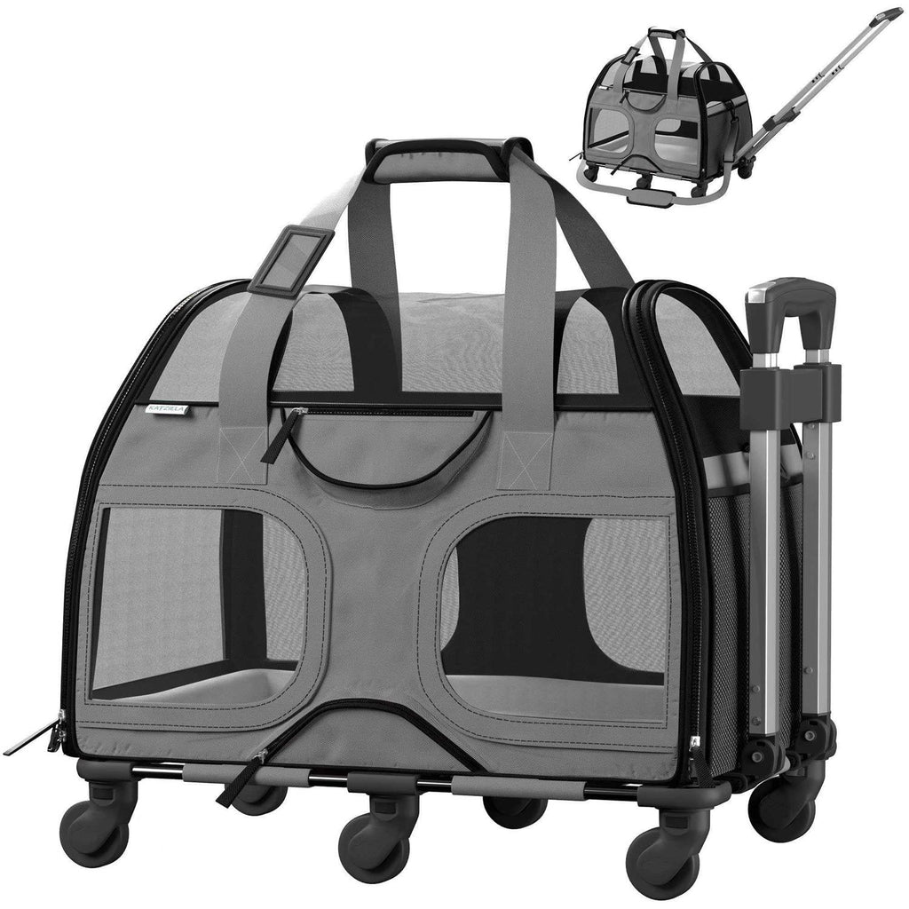 Pet Carrier with Removable Wheels and Double Telescopic Handle W681100