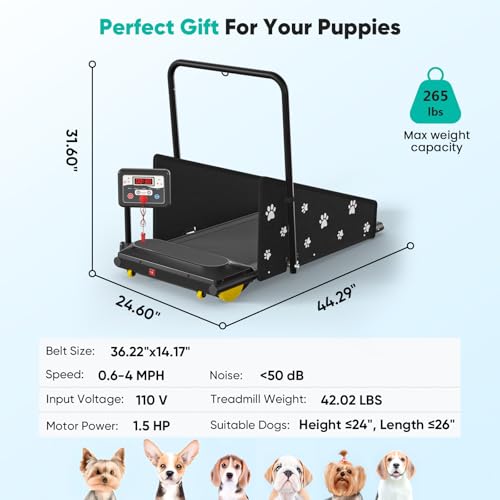 Heavy-Duty Compact Dog Treadmill with Wheels L982341