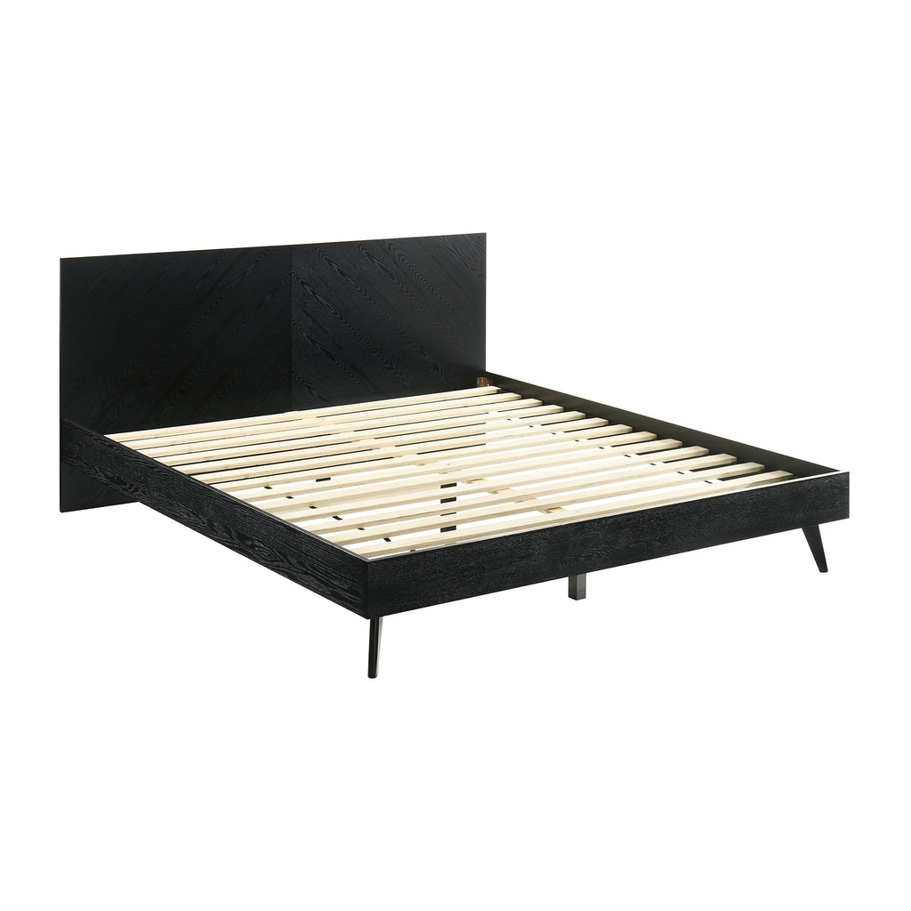 Black King Platform Wood Bed Frame with Tapered Legs D5380