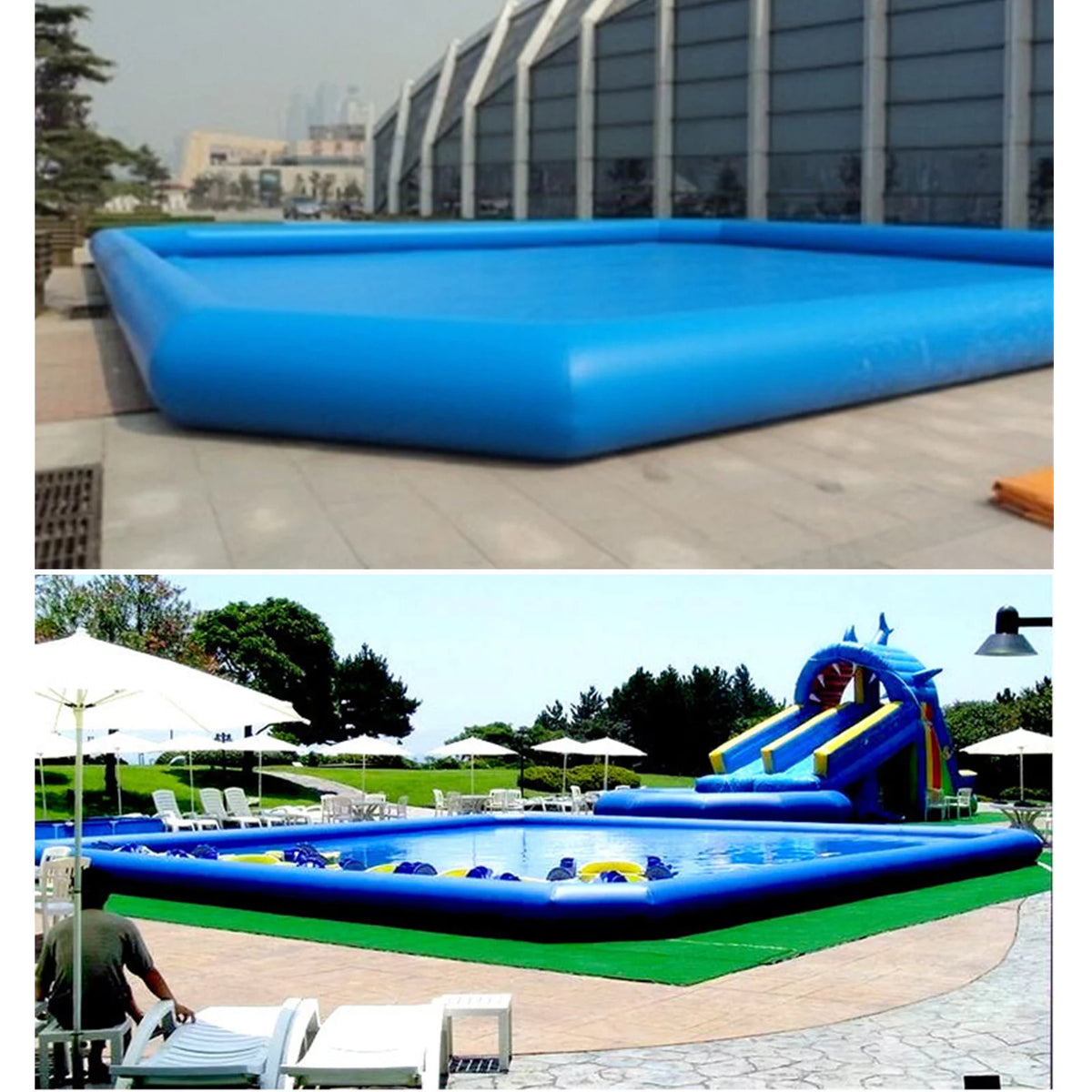 Large Inflatable PVC Square Swimming Pool 23x23x1.8ft B805