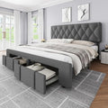 Queen Size Upholstered Platform Bed Frame with Storage Drawers V23212