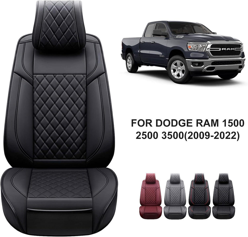 Black Leather Truck Seat Covers Full Set Z308249