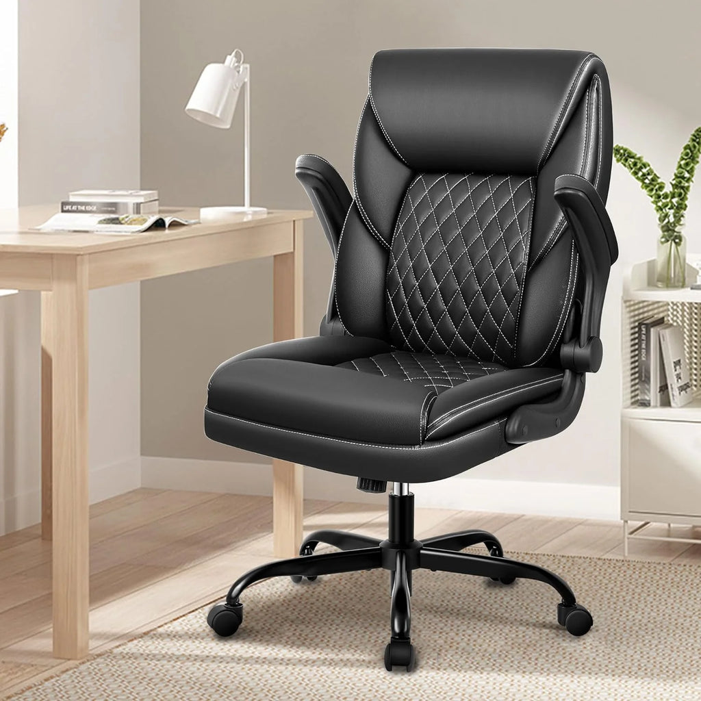 Executive Leather Ergonomic Office Chair with Flip-Up Arms G41433