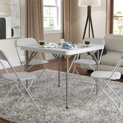 2.85' Square White Plastic Folding Table with Locking Legs Z628