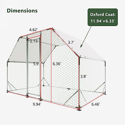 Large Metal Walk-in Chicken Coop with Waterproof Cover N453499