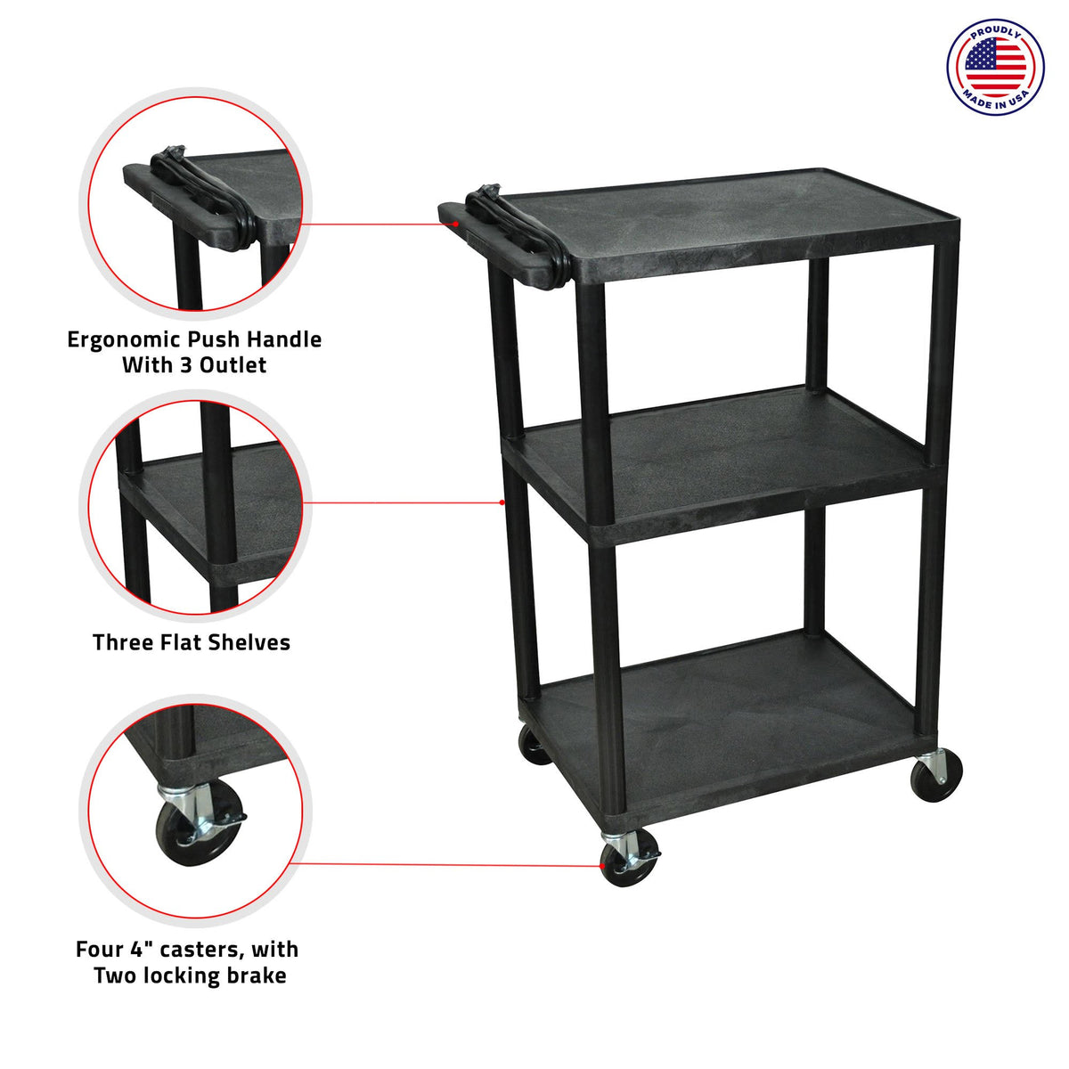 Black 42x22 Presentation Cart W5856