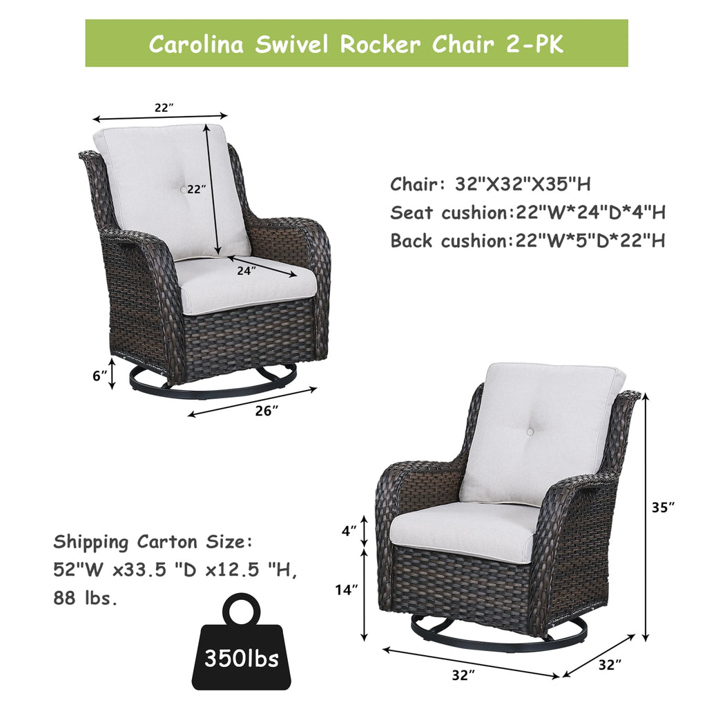 Brown Wicker Swivel Glider Club Chairs Set of 2 X437