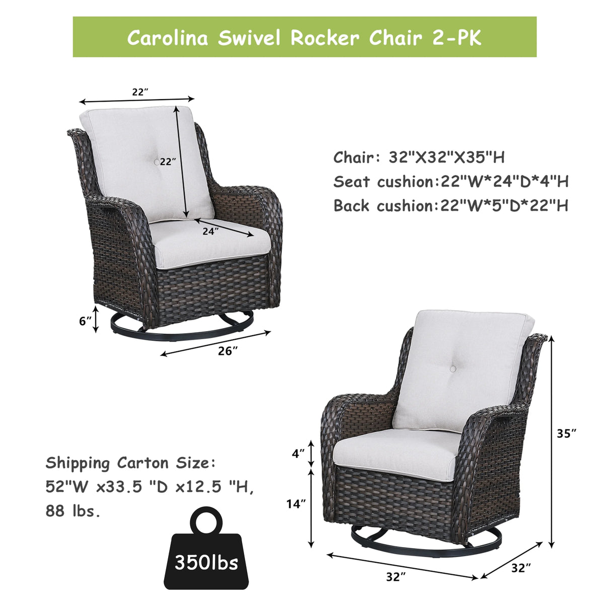 Brown Wicker Swivel Glider Club Chairs Set of 2 X437
