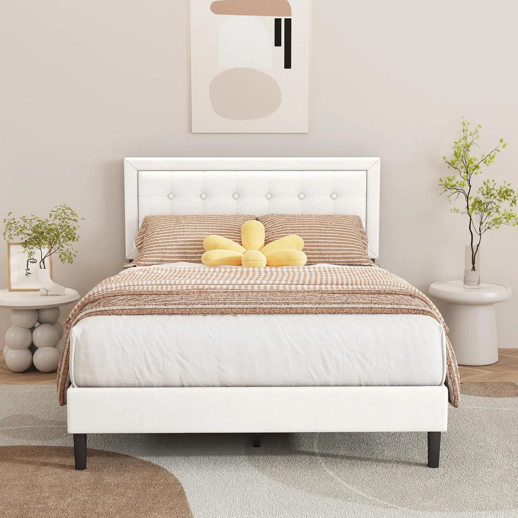 Pink Velvet Upholstered Platform Bed Frame Twin Size D763