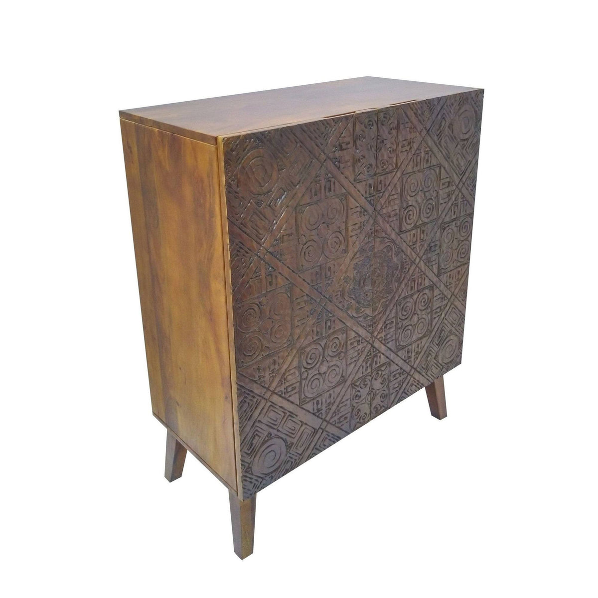 Brown and Gray 2 Door Wooden Cabinet with Tapered Legs L223