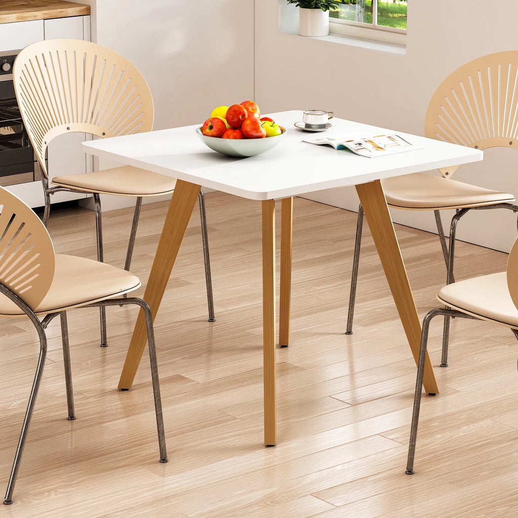27.6" Square Wood Legged Dining Table White O9213