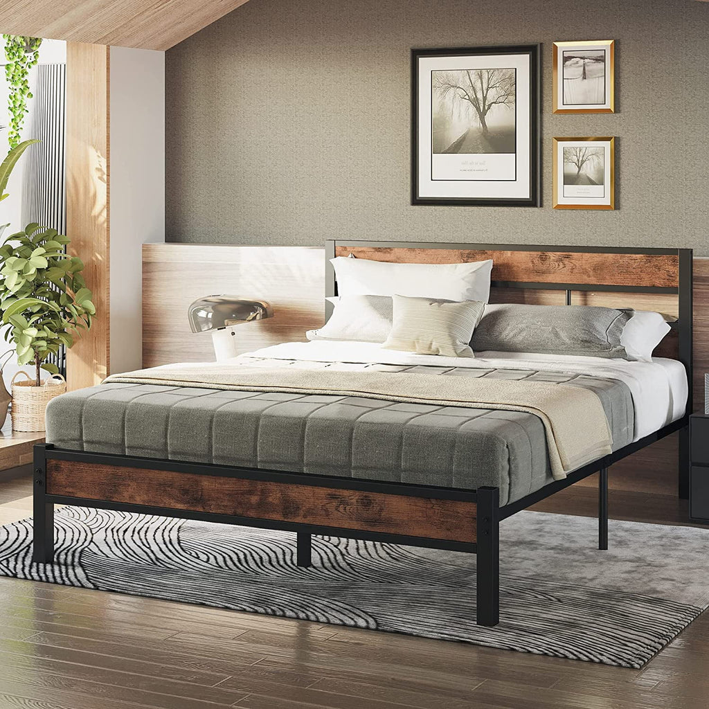 Queen Metal Bed Frame with Headboard J31096