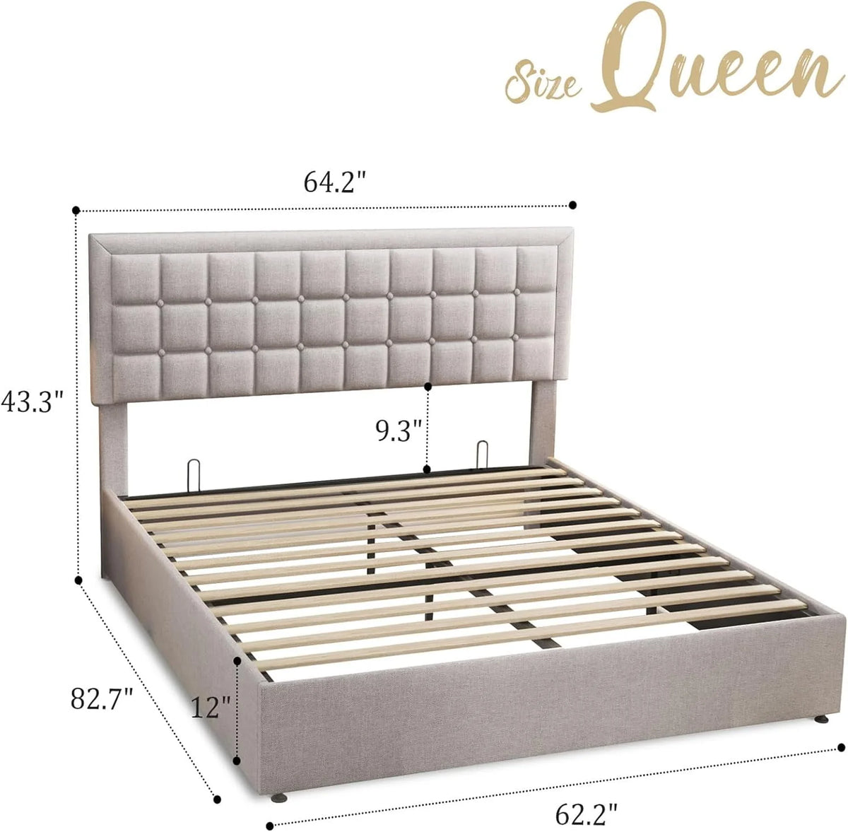 King Size Lift Up Storage Upholstered Platform Bed Frame E600