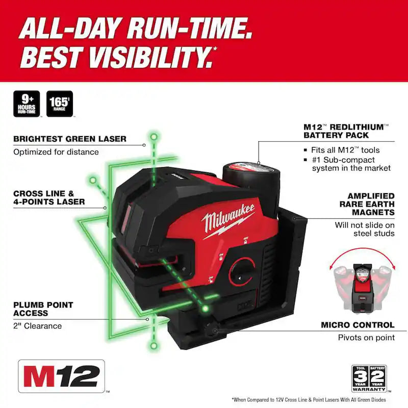 12-Volt Cordless Green Cross Line Laser Kit with Tripod S99856