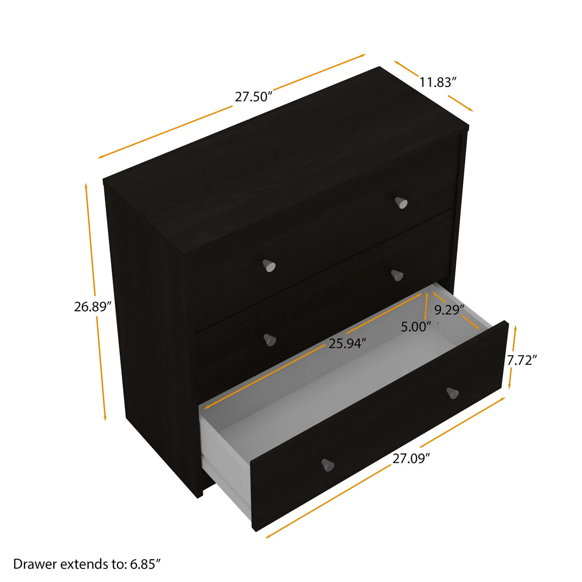 White 3 Drawer Dresser U92044