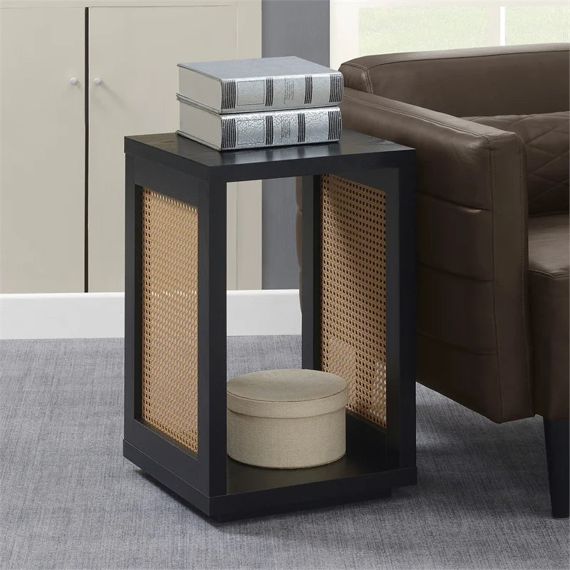 Black Wood End Table with Shelf K668544