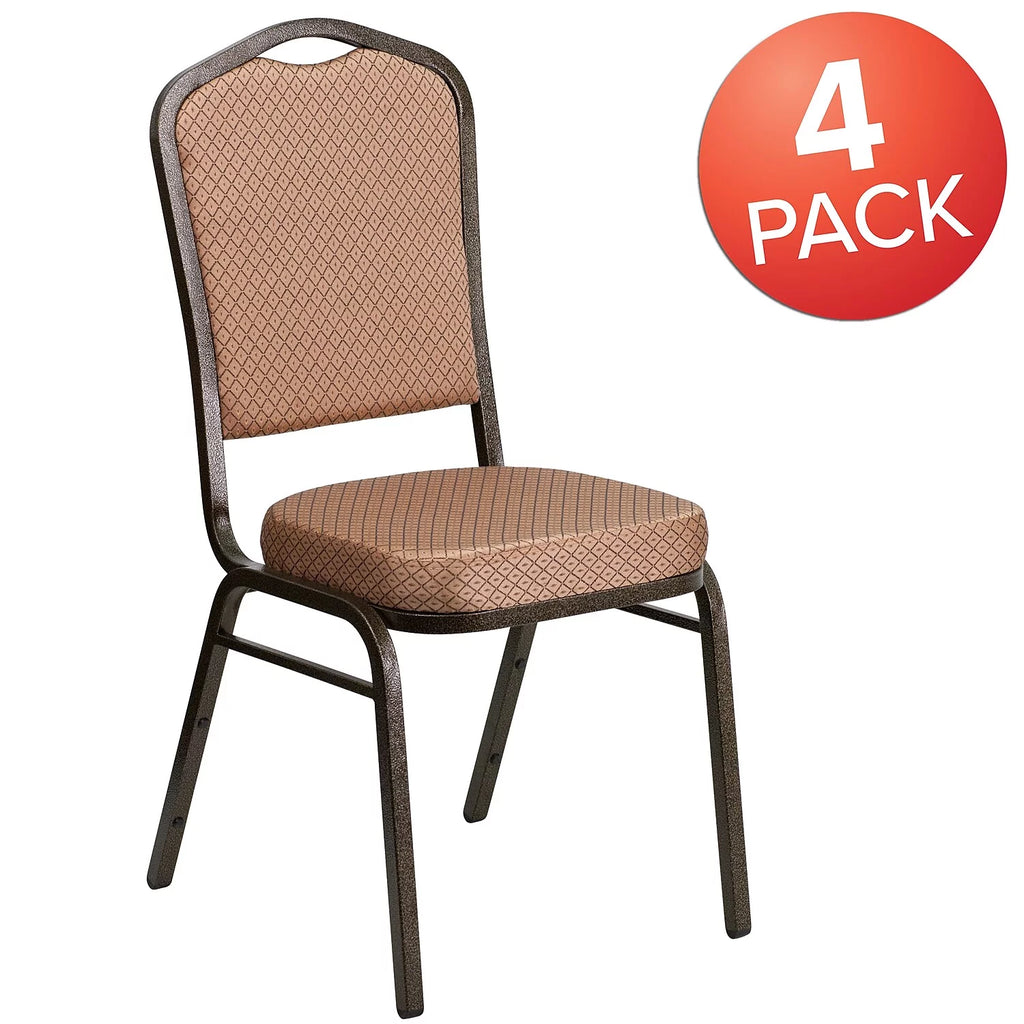 4 Pack Gold Diamond Patterned Fabric Stacking Banquet Chair U831270