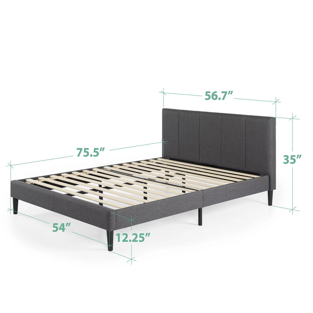 Beige Queen Upholstered Platform Bed Frame W306512