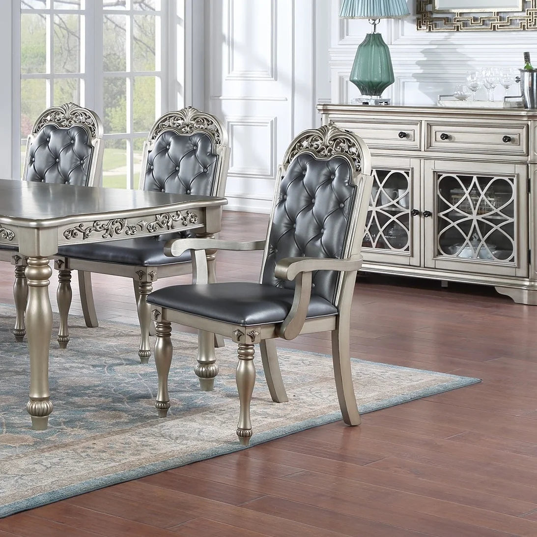 Set of 2 Grey Upholstered Dining Chairs L2541