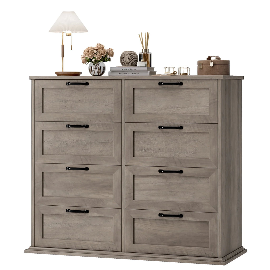 White 8 Drawer Wood Dresser F8523