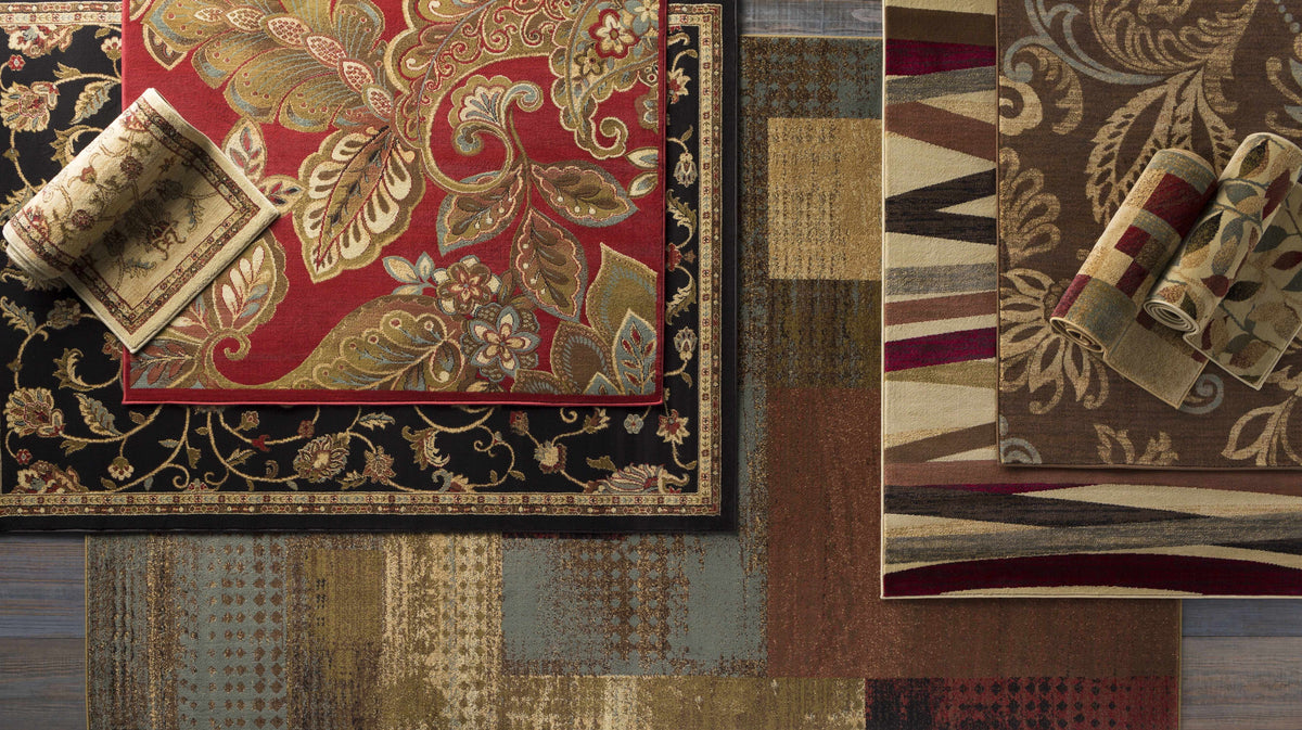 Black Beige Orange Area Rug Y862