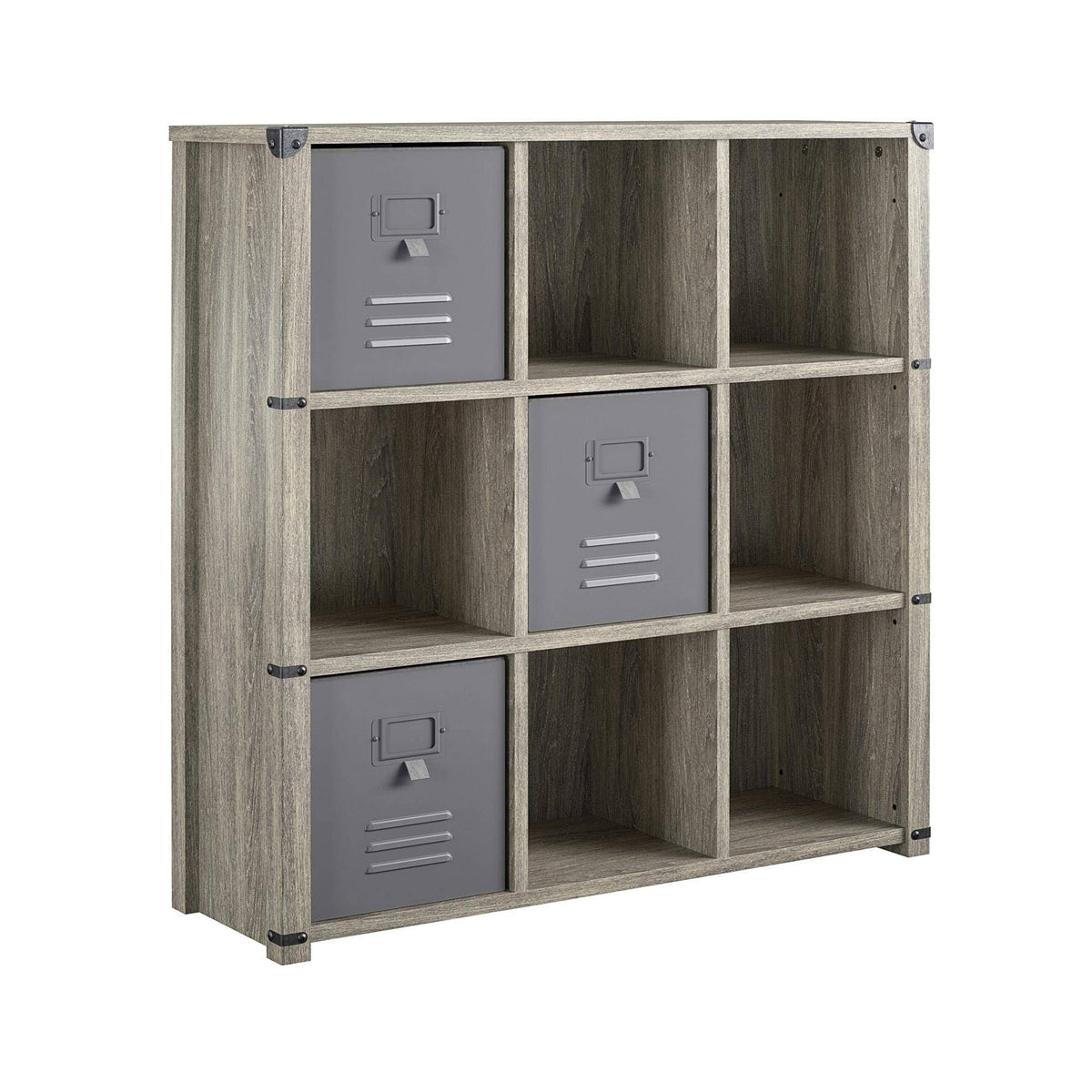9 Cube Grey Oak Storage Bookcase U55961
