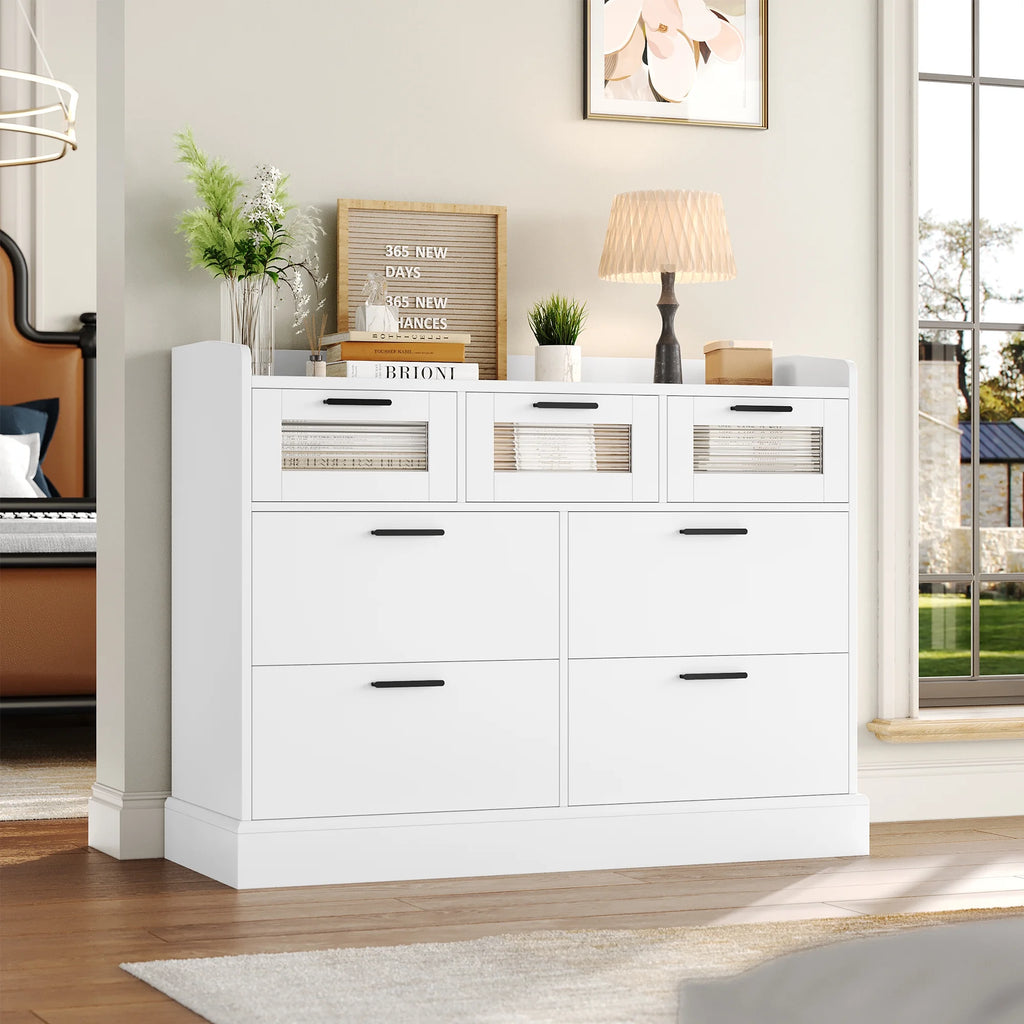 White 7 Drawer Wood Dresser K181