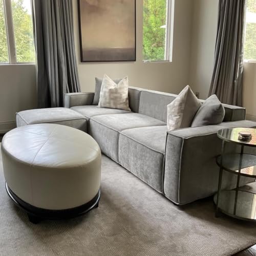 Grey L-Shape Sectional Sofa Set with Ottoman and Chaise L592