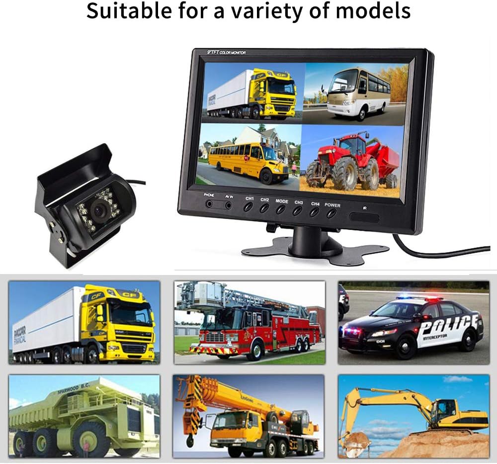 9'' Quad Split Screen HD Backup Camera System D169