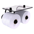 Wall Mount Toilet Paper Holder with Glass Shelf Matte Black I912