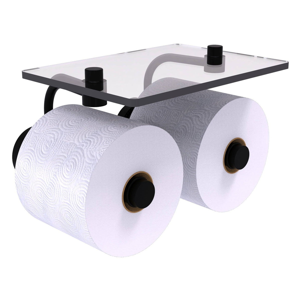Wall Mount Toilet Paper Holder with Glass Shelf Matte Black I912